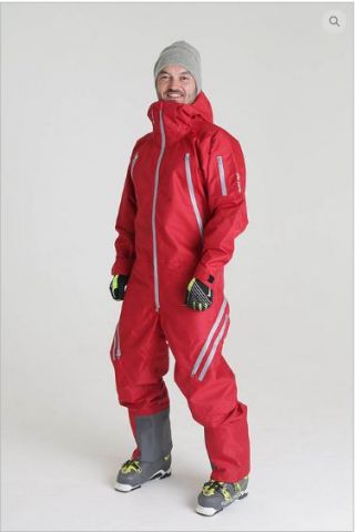 Горнолыжный комбинезон Montblanc Freerider утепленный (серый) размер M (вид спереди красный)